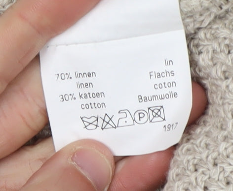 Caroline Biss Women's Beige Cardigan, Size 10, Linen-Cotton