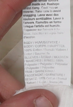 River Island Women's White Flutter Sleeve T-Shirt, Size 6