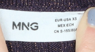 MNG Women's Purple Collared Henley Jumper XS