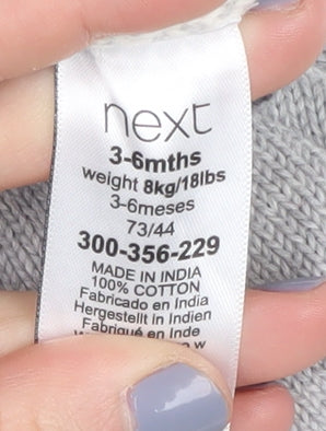 Next Unisex Baby Grey Geometric Knit Babygrow 3-6 Months