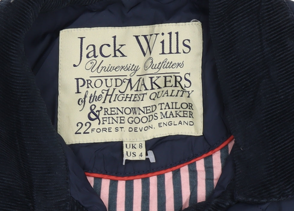 Jack Wills Women's Quilted Jacket Blue Size 8