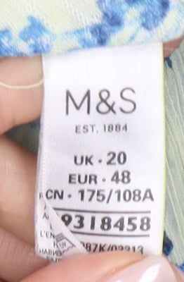 Marks and Spencer Women's Blue Floral Blouse Size 20