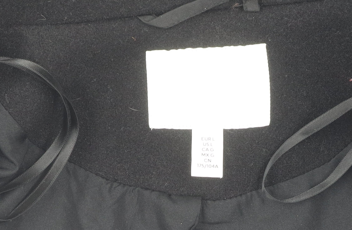 H&M Women's Black Mid-Length Overcoat, Size L