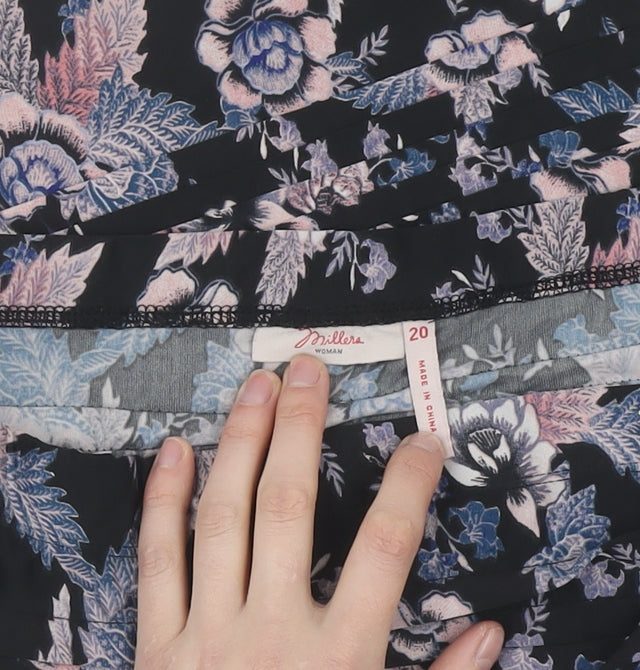 Millers Woman Black Floral Pleated Skirt - Size 20