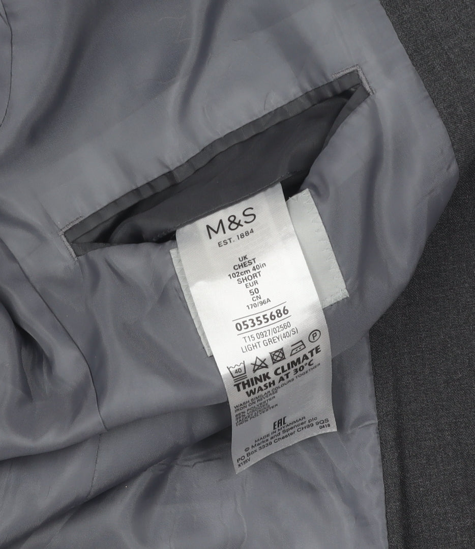 Marks and Spencer Men's Grey Suit Jacket 40 Short