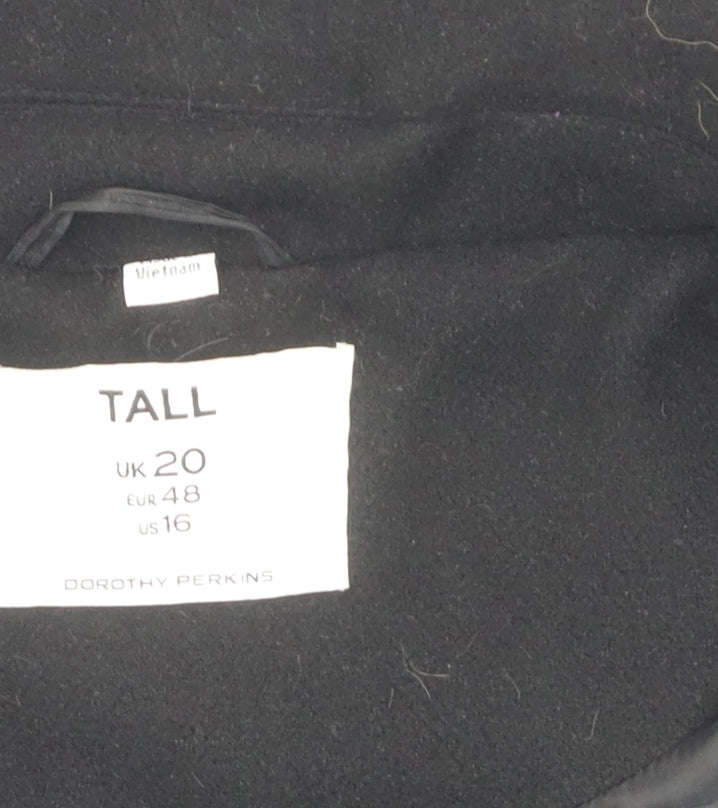 Dorothy Perkins Women's Black Wool Pea Coat Size 20 Tall