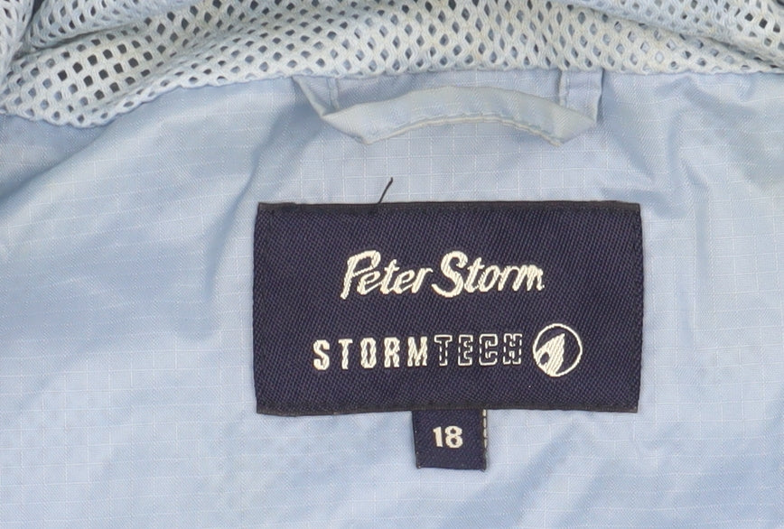 Peter Storm Women's Blue Waterproof Hooded Rain Coat Size 18