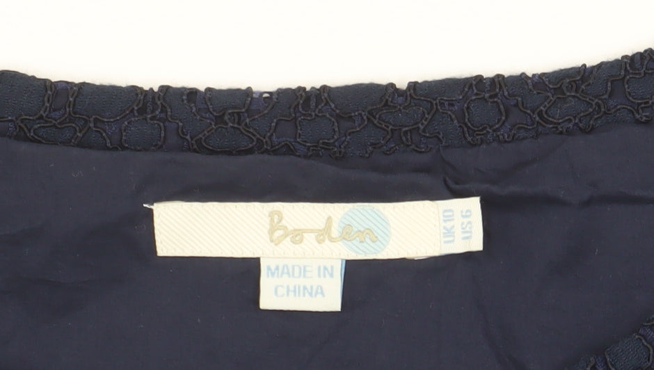 Boden Women's Blue Lace Blouse Short Sleeve, Size 10