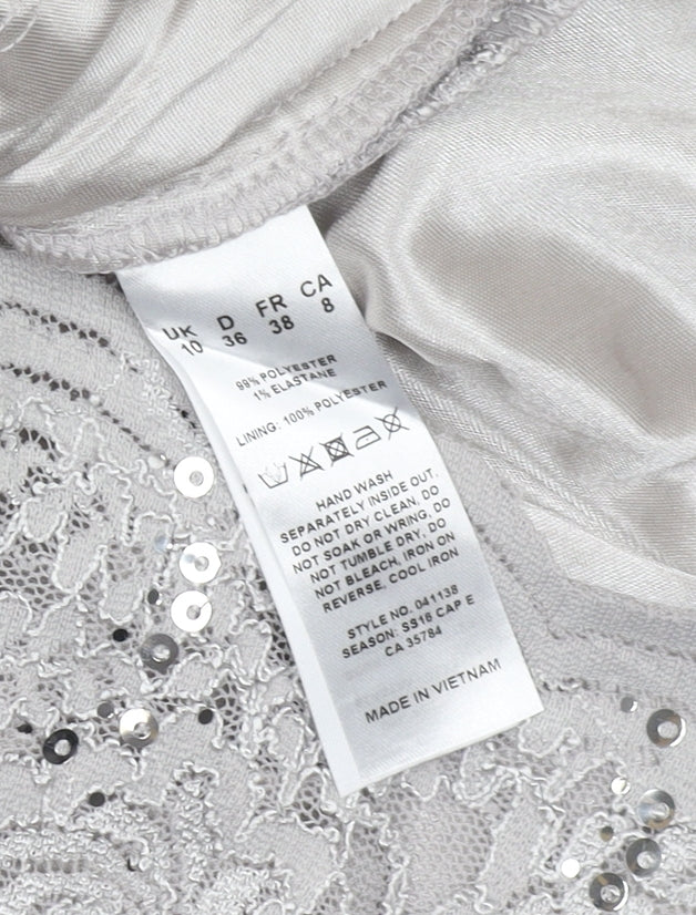 Jacques Vert Women's Grey Lace Sequin Wrap Blouse, Size 10