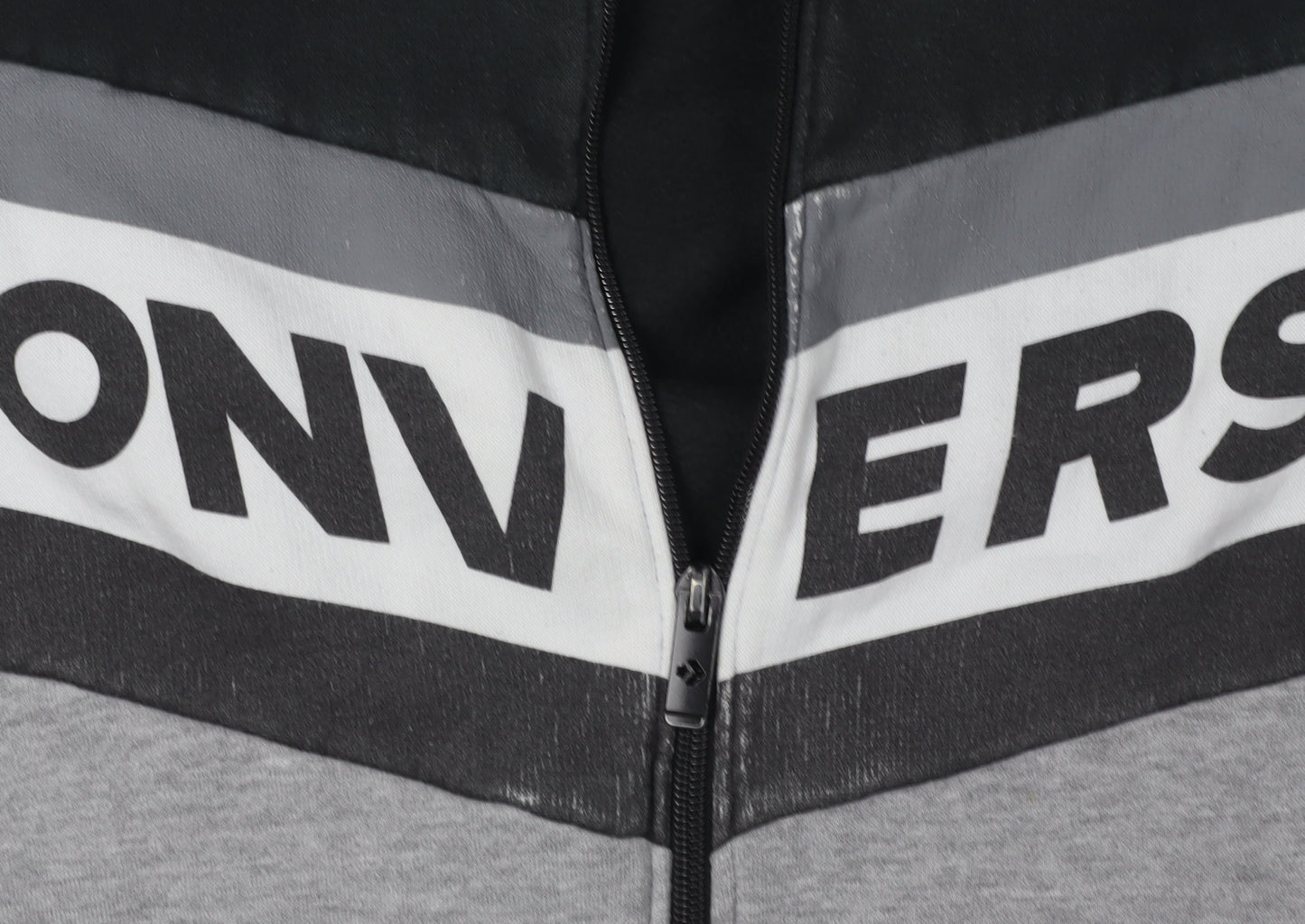 Converse Boys' Black Grey Full Zip Hoodie, Size L, Logo Sportswear