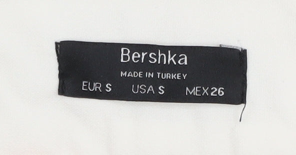 Bershka Women's White Pleated Knee Length Skirt Size 8