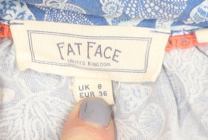 Fat Face Women's Blue Floral Blouse Size 8