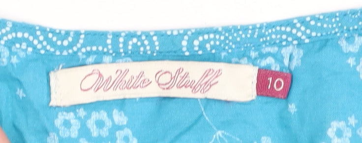 White Stuff Women's Blue Floral Tunic Blouse Size 10