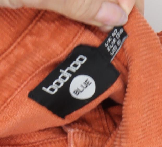 Boohoo Women’s Orange Corduroy Jacket Size 10