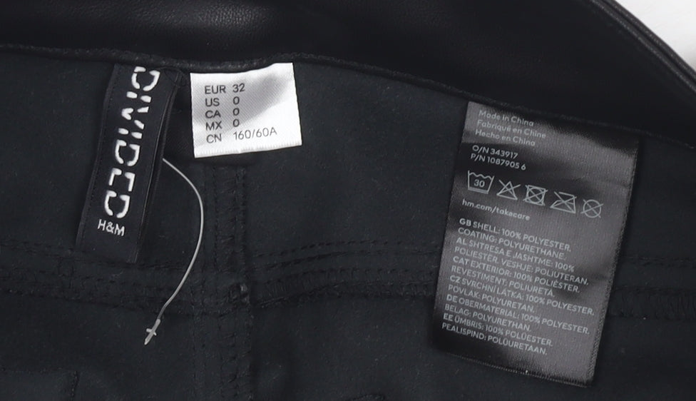 H&M Women's Black Mini Skirt, Size 4, Faux Leather