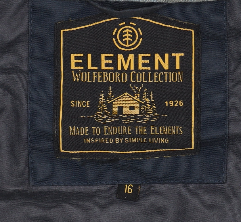 Element Women's Blue Grey Basic Hooded Jacket, Size 16, Casual