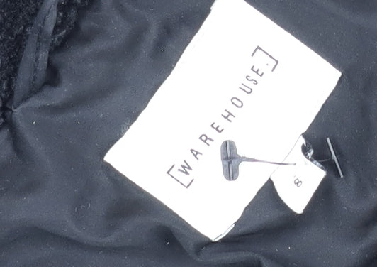 Warehouse Women's Black Puffer Jacket, Size 8, Hooded