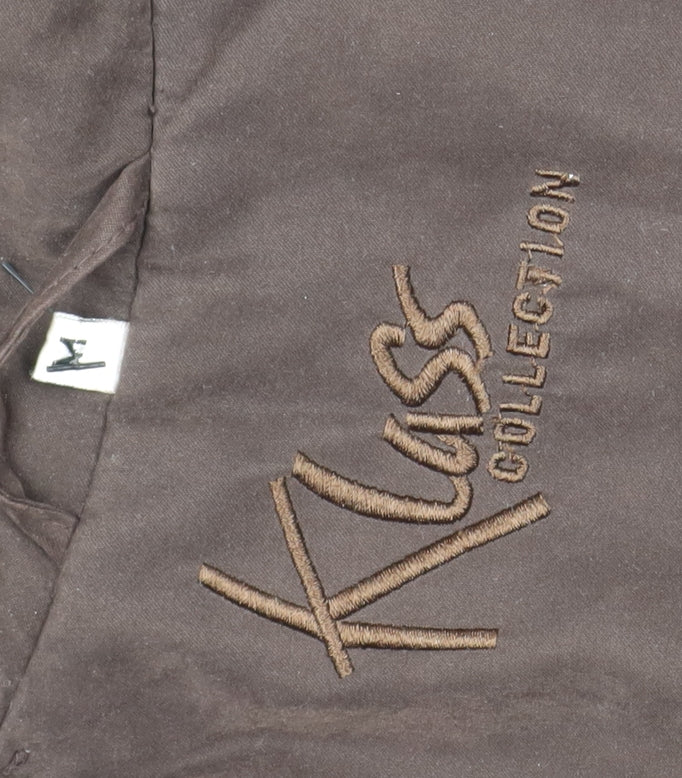 Kuss Women's Brown Rain Coat, Hooded, Long, Size L