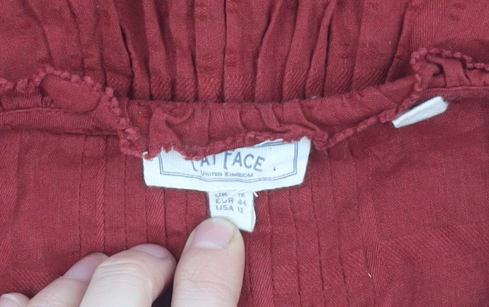 Fat Face Women's Red Blouse Size 16 Long Sleeve