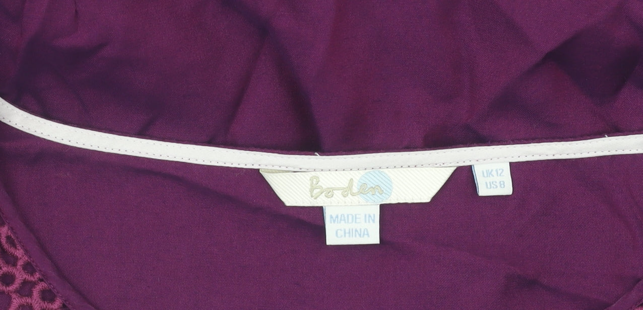 Boden Women's Purple Long Sleeve Tunic Blouse, Size 12