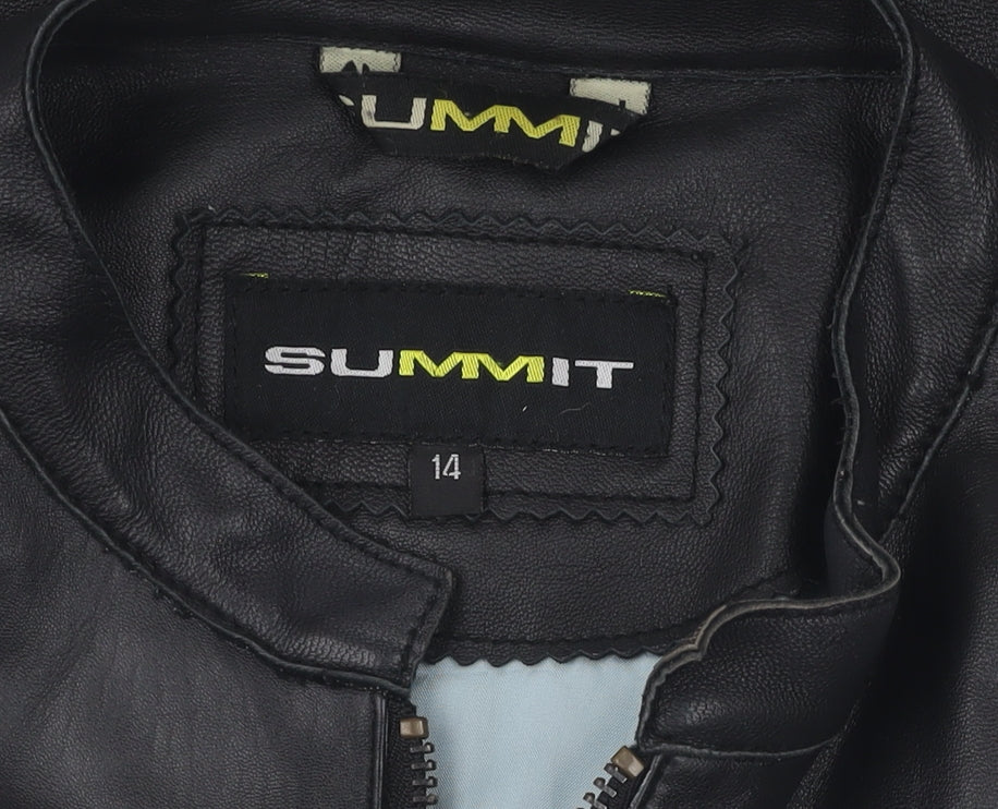 Summit Women's Black Leather Biker Jacket Size 14
