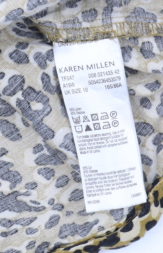 Karen Millen Women's Animal Print Off Shoulder Blouse, Size 10