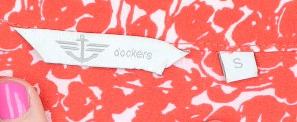 Dockers Women's Red Floral Blouse, Small, Long Sleeve