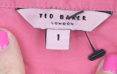 Ted Baker Women's Pink Collared Puff Sleeve Blouse XS