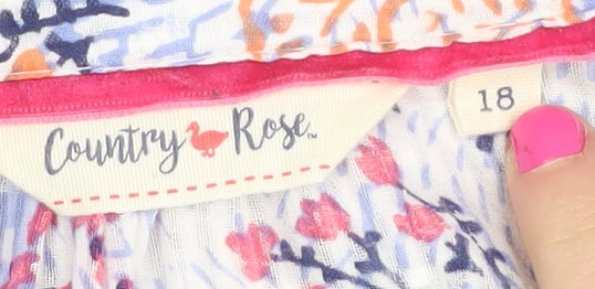 Country Rose Floral Tunic Blouse, Size 18, Multicolour
