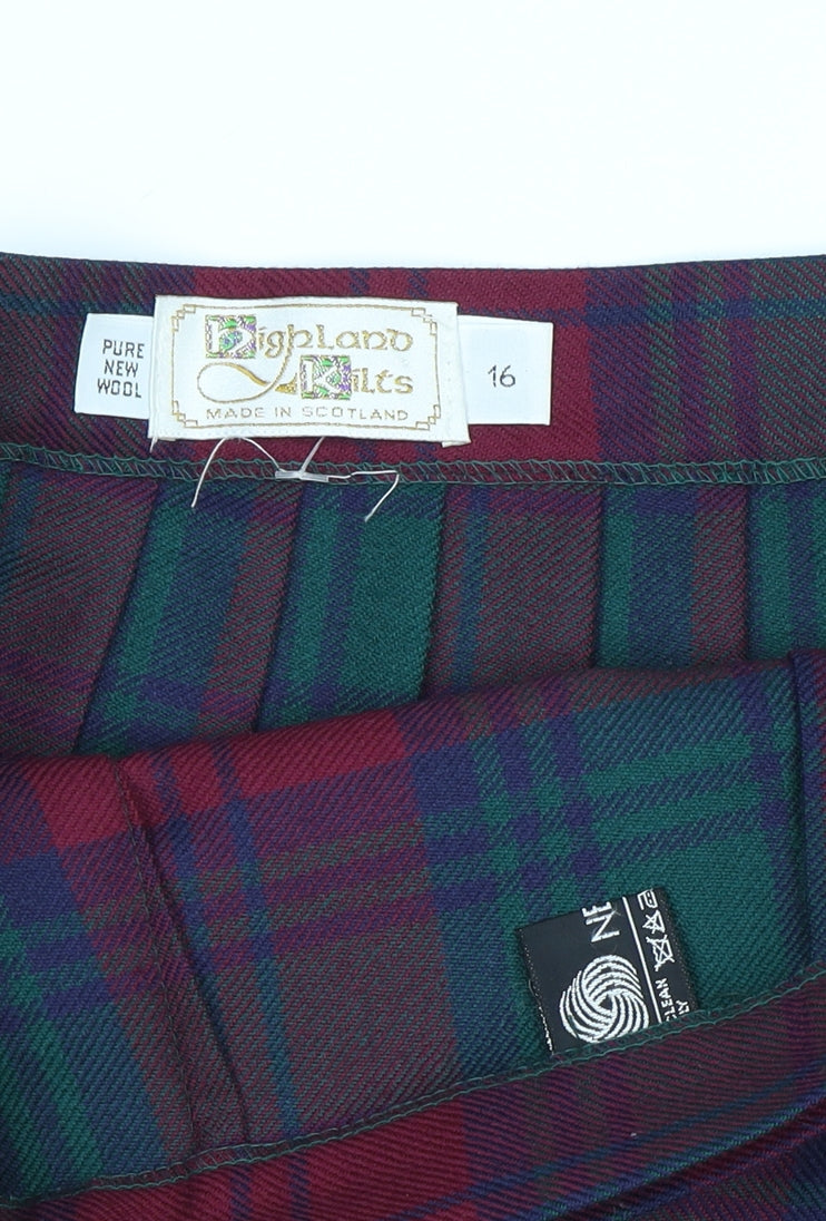 Highland Kilts Women's Multicoloured Plaid Pleated Skirt Size 16