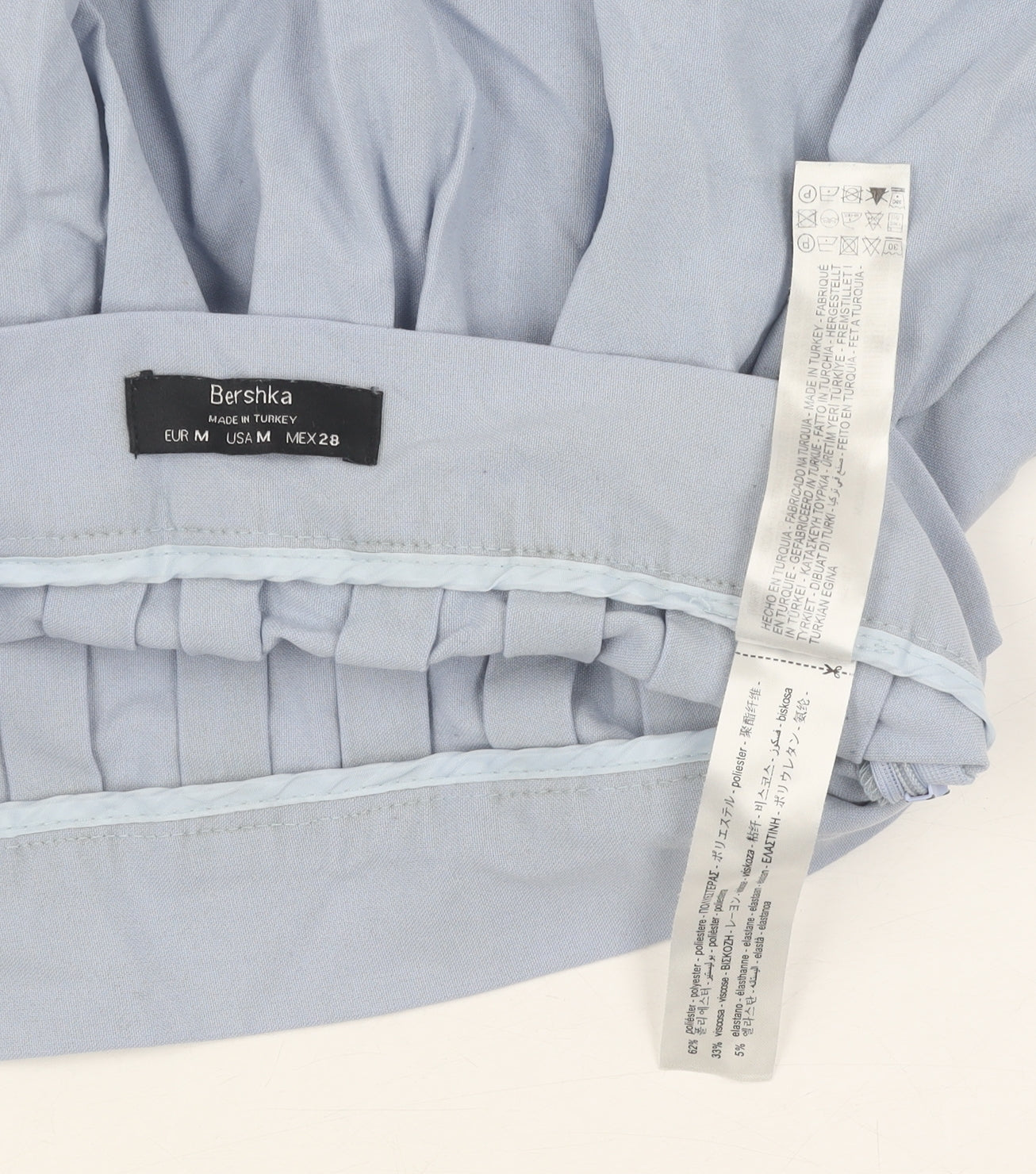 Bershka Women's Blue Pleated Skirt - Size 12