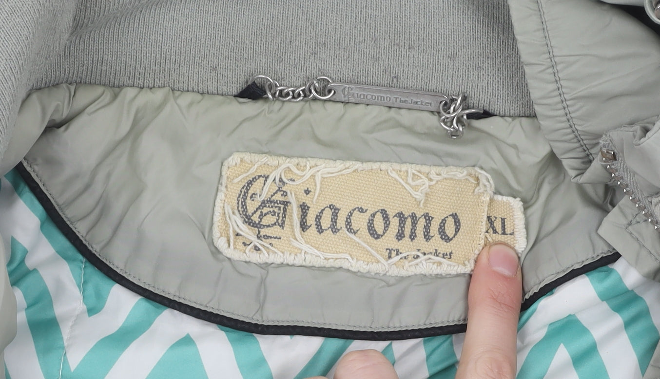 Giacomo Women's Grey XL Puffer Jacket - Hooded, Zipped Pockets