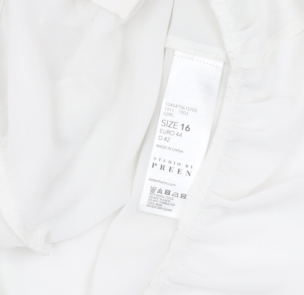 Studio by Preen Women’s White Ruffle Blouse Size 16