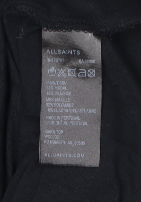 AllSaints Women's Black Blouse Size 8 Modal Silk