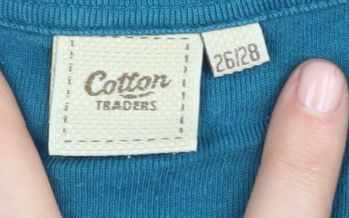 Cotton Traders Women's Blue Button-Up Shirt Size 18