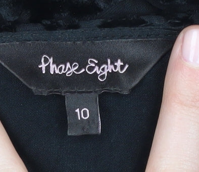 Phase Eight Black Floral Velvet Tunic Blouse Size 10