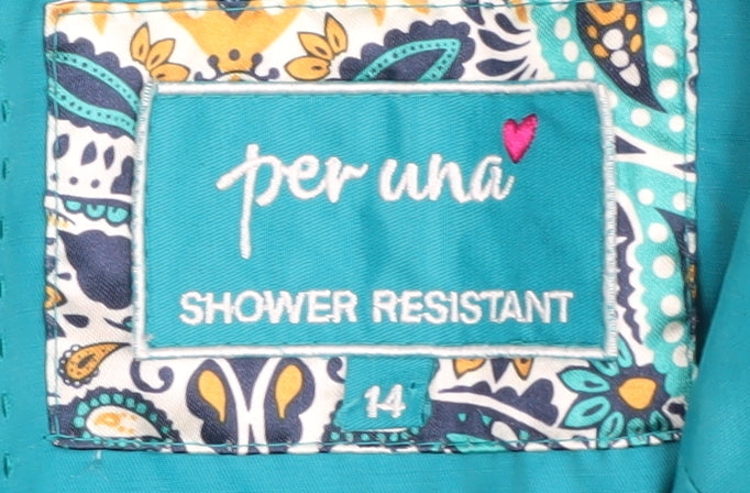 Per Una Women's Blue Mid-Length Trench Coat Size 14