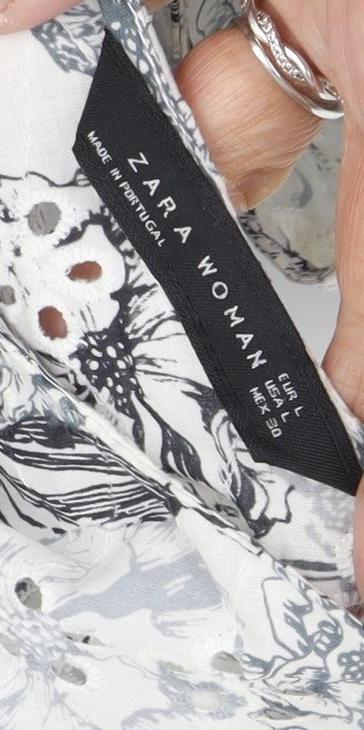 Zara Women Floral Cropped Blouse White Size 14