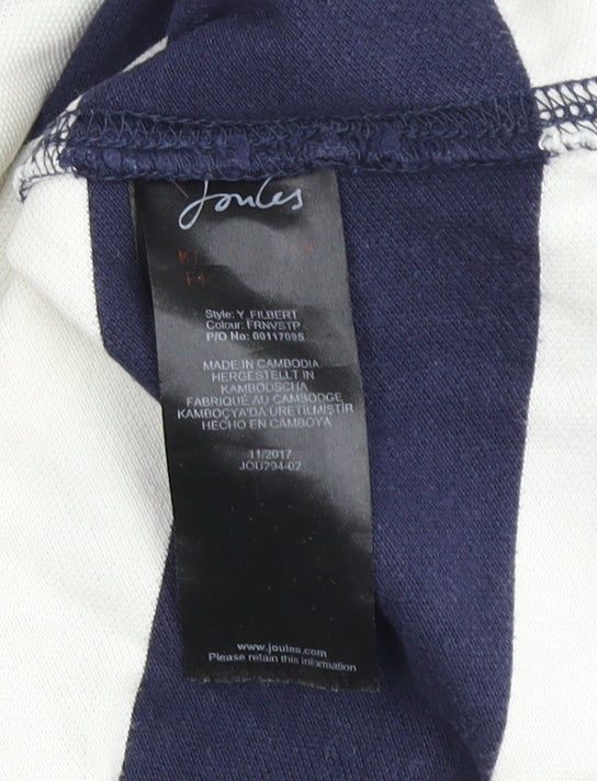 Joules Men's Blue & White Striped Polo Shirt S