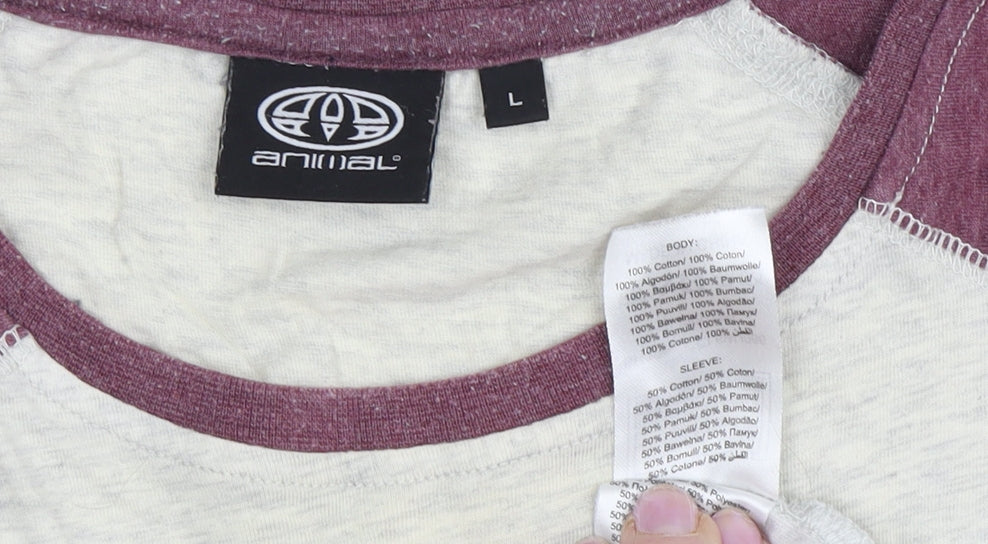 Animal Men's Multicoloured Long Sleeve Cotton T-Shirt L