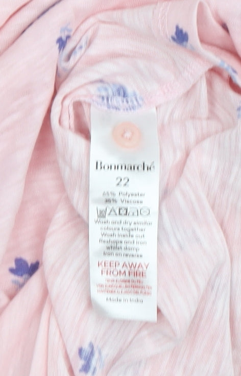 Bonmarché Women's Pink Floral Button-Up Shirt Size 22