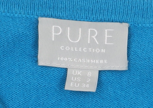 Pure Collection Women's Blue Cashmere Cardigan Size 8