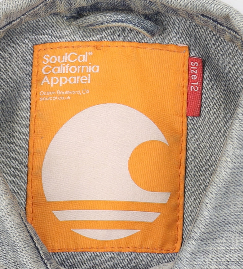 SoulCal Women's Blue Denim Jacket Size 12 Casual Chic