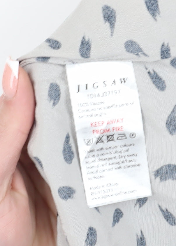 Jigsaw Women's Grey Patterned Blouse Size 10