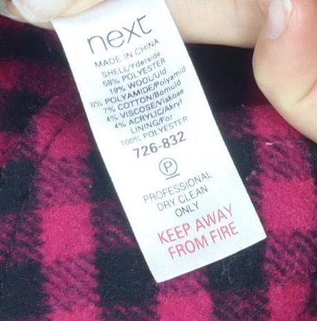 Next Women's Red Check Pea Coat, Size 10 Petite