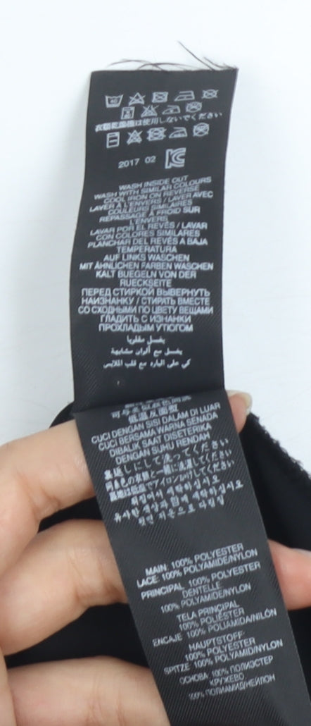 Lipsy Women's Black Lace Short Sleeve Blouse UK 8