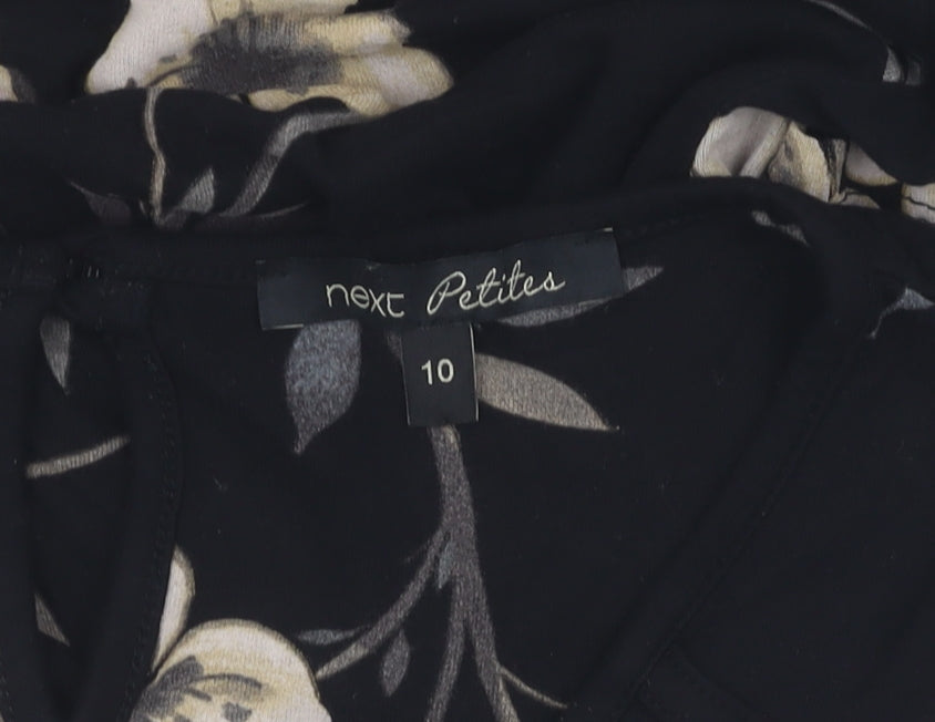 Next Women Petites Black Floral Short Sleeve Top