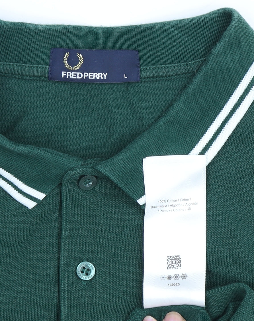 Fred Perry Men's Green Polo Shirt Size L