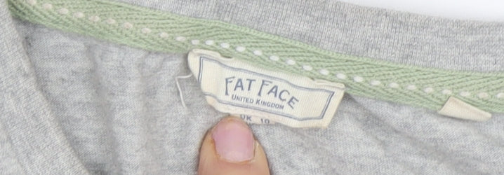 Fat Face Women's Grey Graphic T-Shirt Size 10 Casual