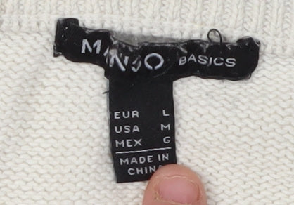 Mango Women's White Striped Pullover Jumper Size 12